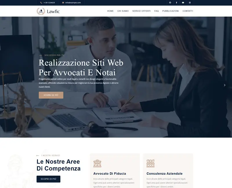 Preview of demo homepage for Law Firms and Notary Offices with modern layout and SEO optimization