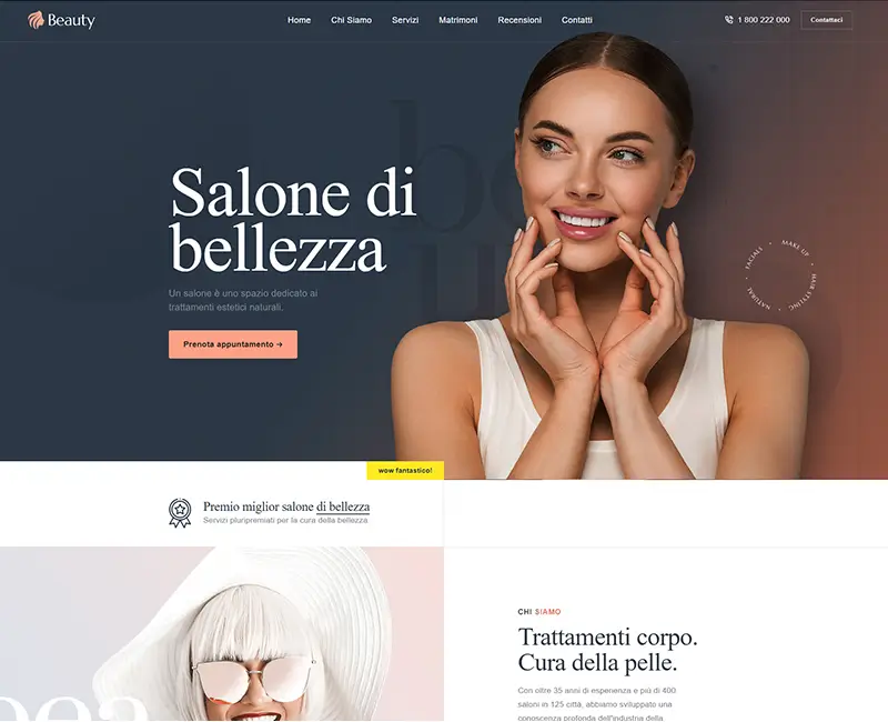 Preview of demo homepage for Beauty Salon with modern layout and SEO optimization