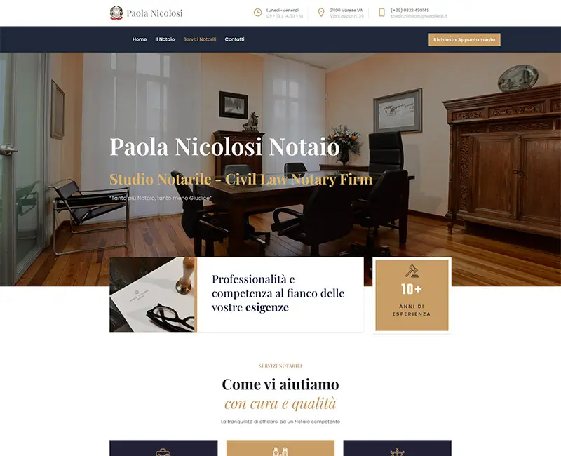Studio Notarile Nicolosi project showcasing website, logo design, and SEO optimization